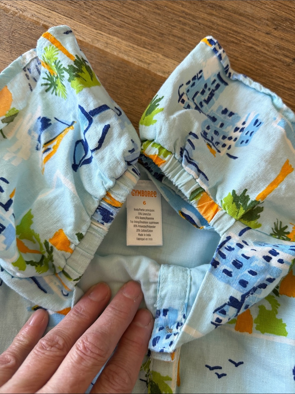 Gymboree Light Blue Tropical Button-Front Sundress linen size 6 - Picture 4 of 5